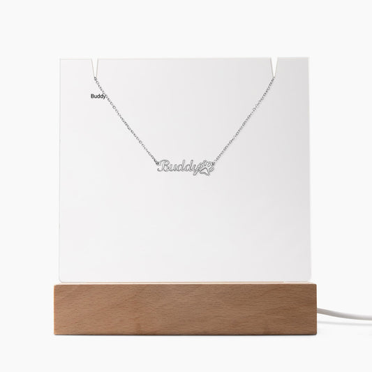 Keepsake Paw Print Necklace & LED Display Set