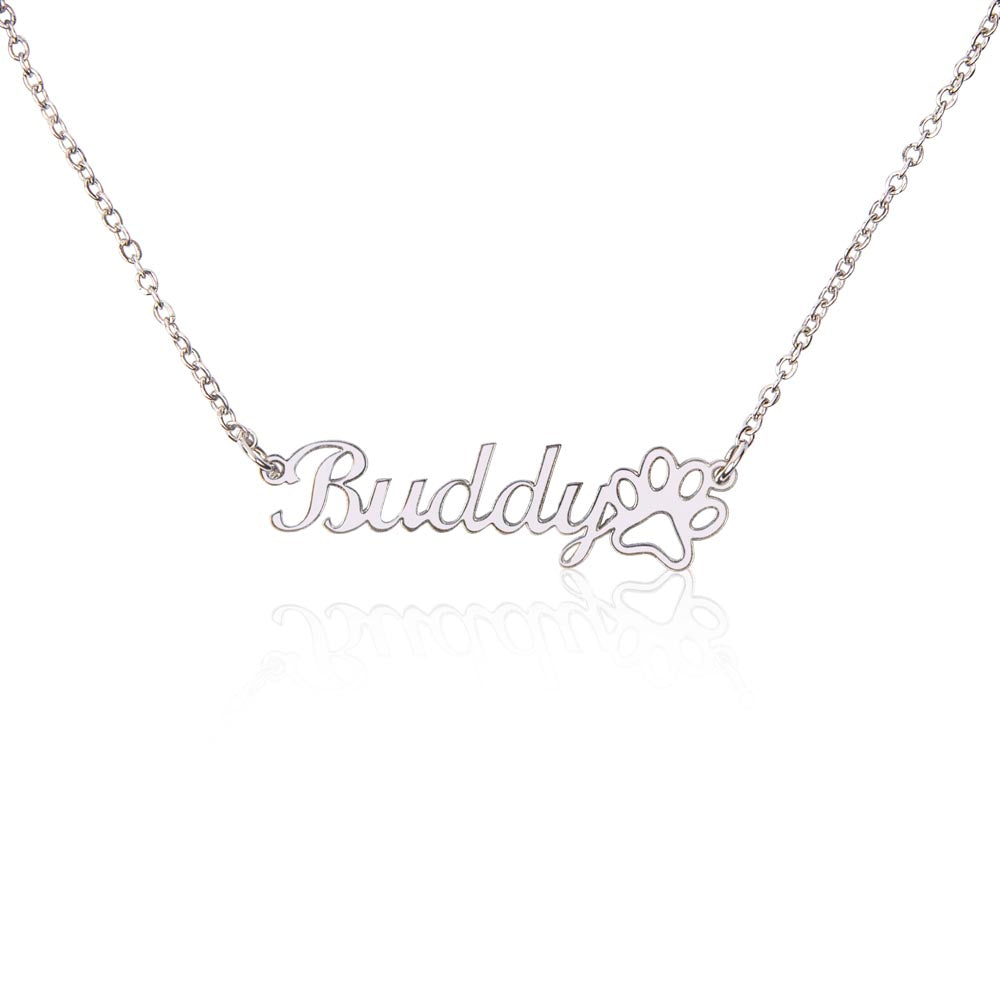Paw Print Necklace with Name