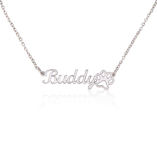 Paw Print Necklace with Name