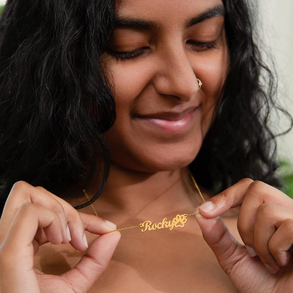 Paw Print Necklace with Name