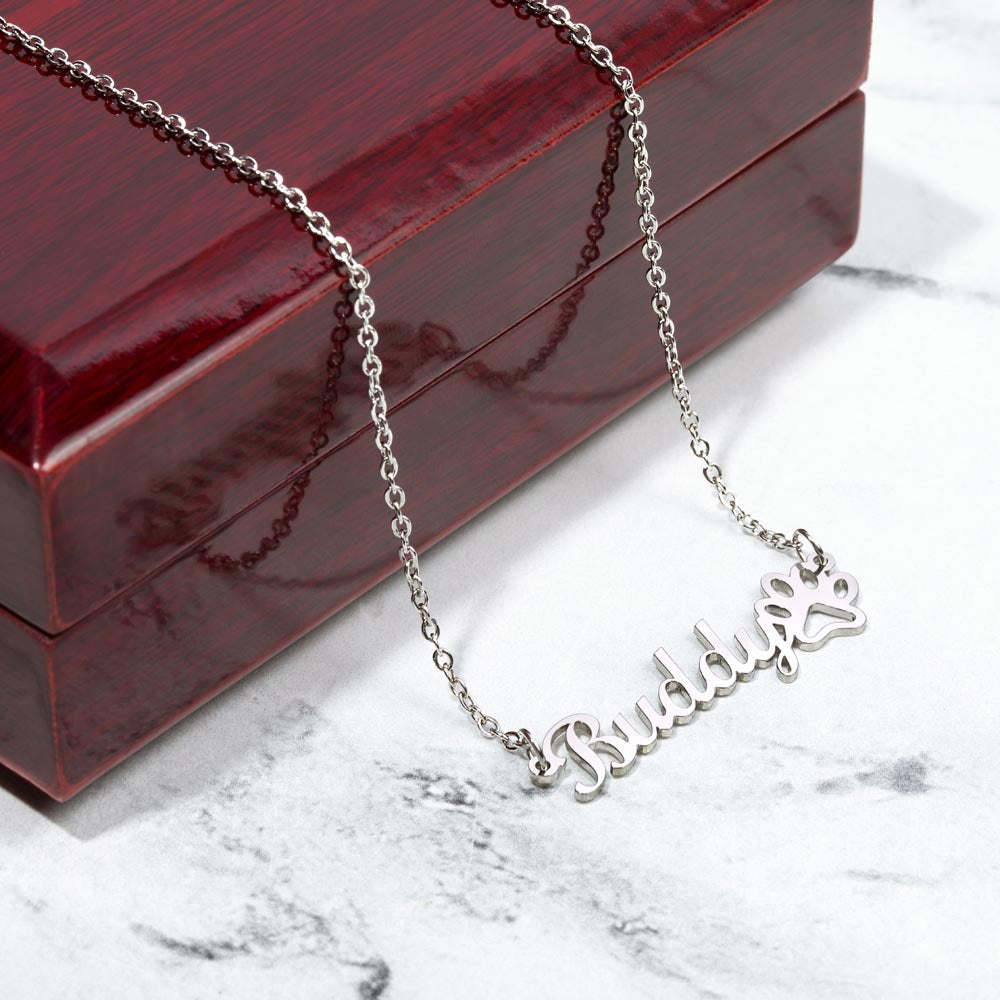 Paw Print Necklace with Name