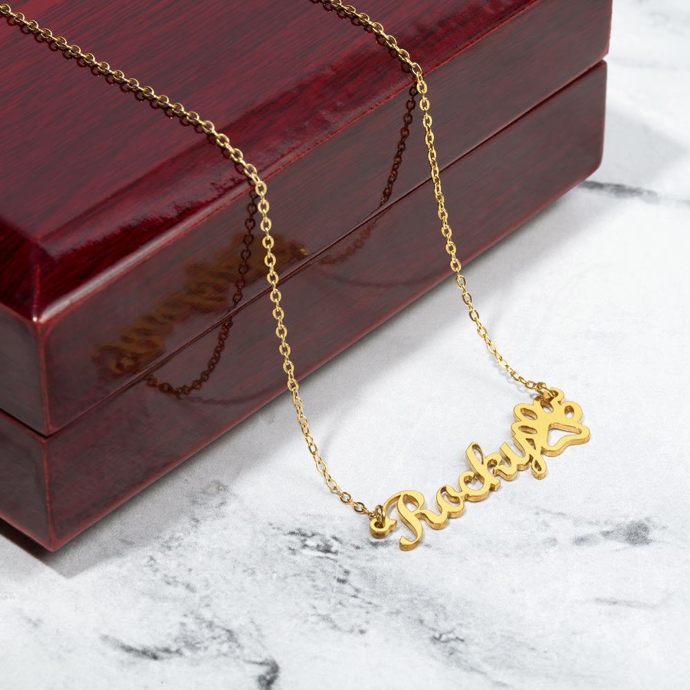 Paw Print Necklace with Name