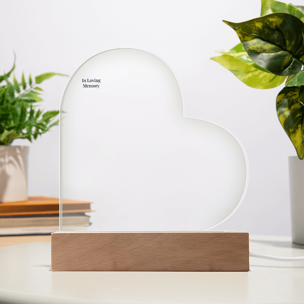 In Loving Memory Heart Plaque – Personalized LED Memorial Light