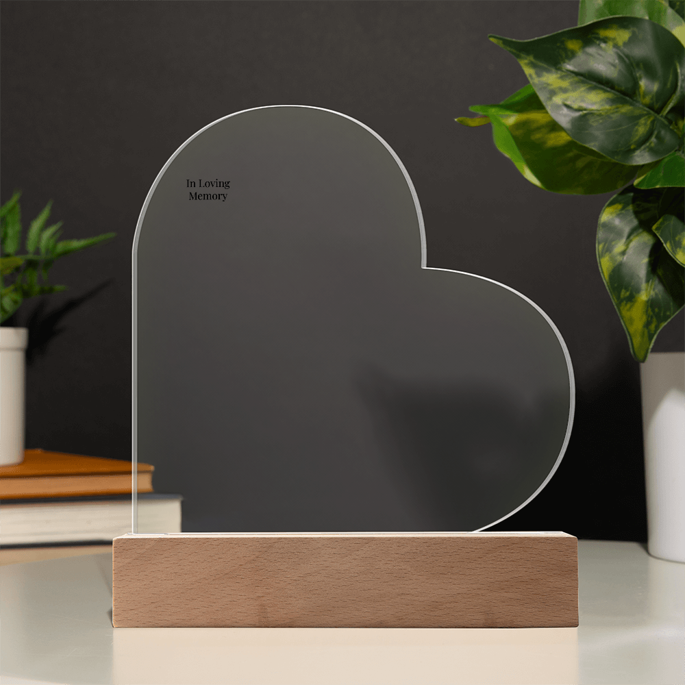 In Loving Memory Heart Plaque – Personalized LED Memorial Light