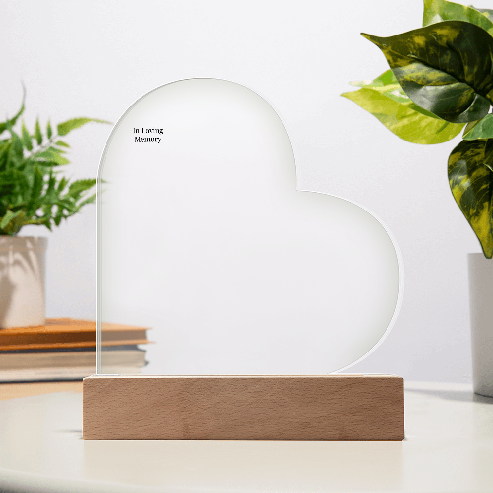 In Loving Memory Heart Plaque – Personalized LED Memorial Light