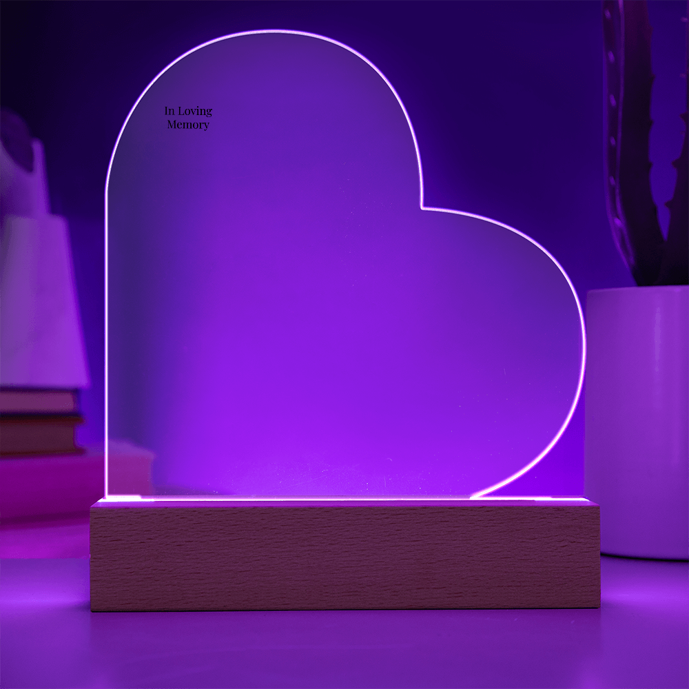 In Loving Memory Heart Plaque – Personalized LED Memorial Light