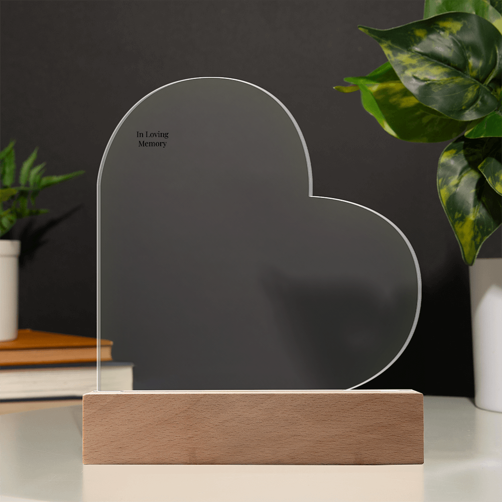 In Loving Memory Heart Plaque – Personalized LED Memorial Light