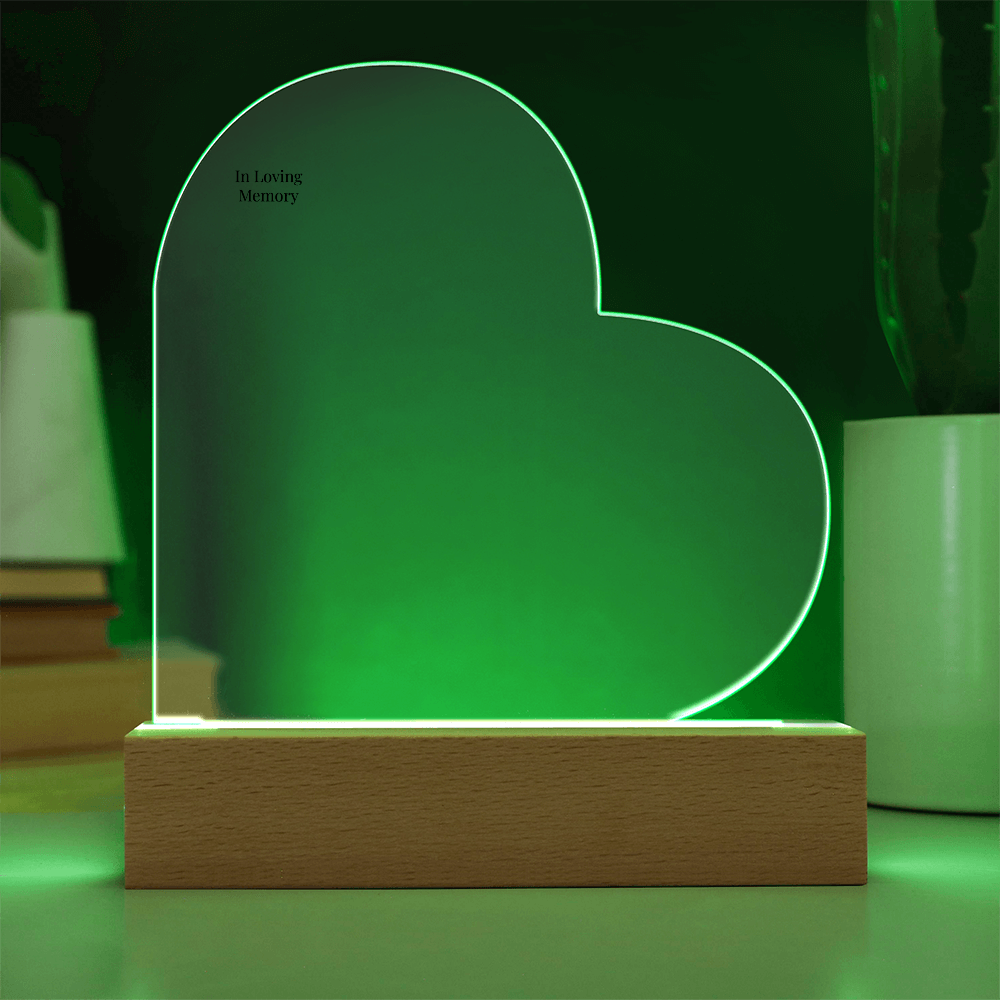 In Loving Memory Heart Plaque – Personalized LED Memorial Light