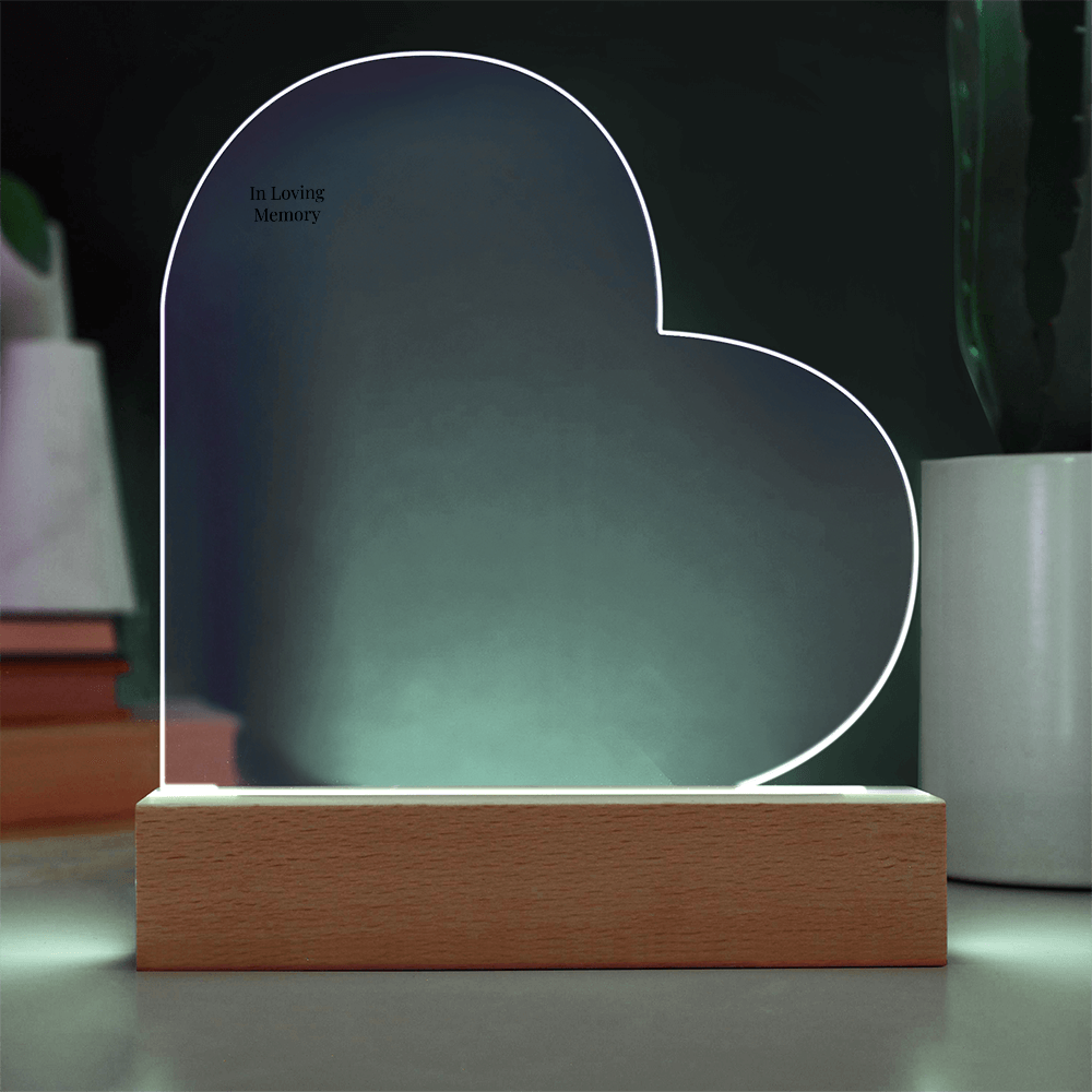 In Loving Memory Heart Plaque – Personalized LED Memorial Light