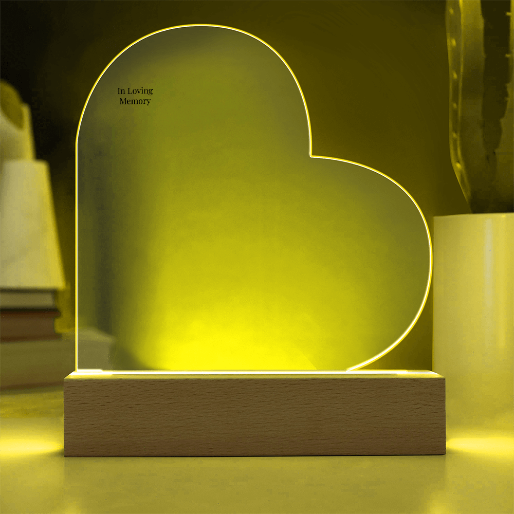 In Loving Memory Heart Plaque – Personalized LED Memorial Light
